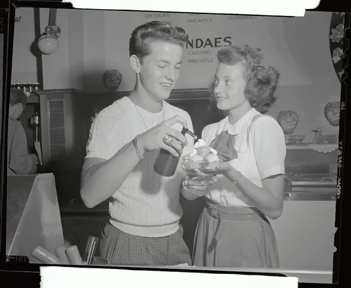 Framed Print : Two Teenagers Building Ice Cream Sundae Framed Print : Two Teenagers Building Ice Cream Sundae