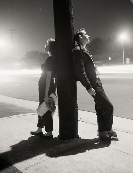 Framed Print : Teenagers Leaning on Utility Pole Framed Print : Teenagers Leaning on Utility Pole