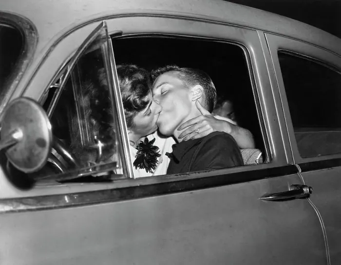 Framed Print : Teenagers Necking in a Car Framed Print : Teenagers Necking in a Car