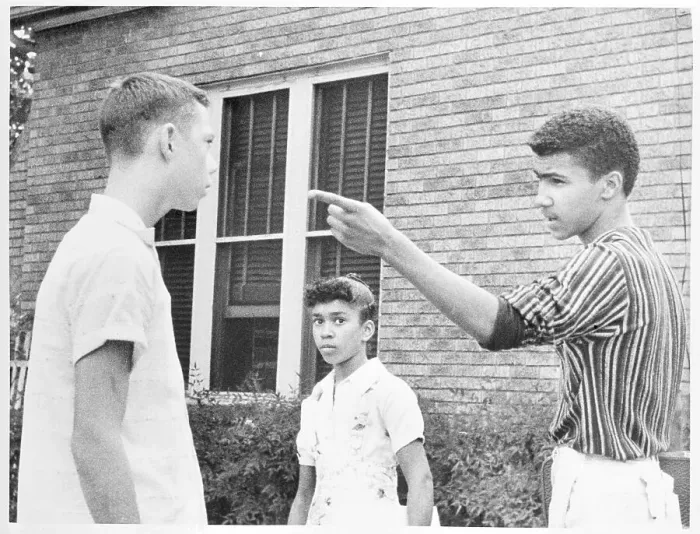 Framed Print : Teens in Racial Confrontation