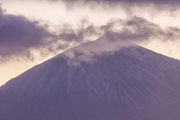 Teide volcano shrouded in clouds
