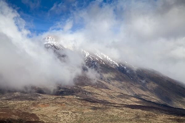 Teide volcano shrouded in clouds