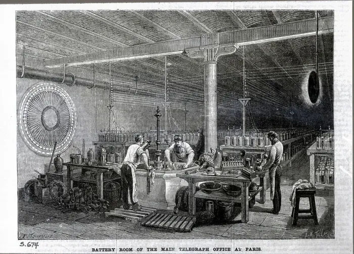 Framed Print : Telegraph Battery Room with Operator Framed Print : Telegraph Battery Room with Operator
