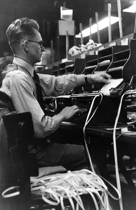 Framed Print : Teleprinter Operator Framed Print : Teleprinter Operator