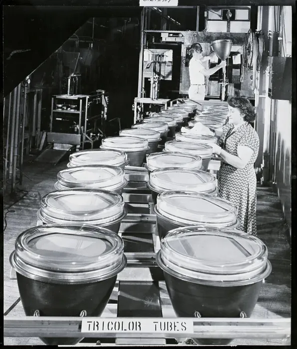 Framed Print : Television Tubes Transported To Machine Framed Print : Television Tubes Transported To Machine