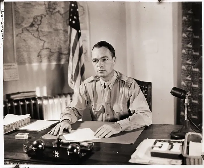 Framed Print : Telford Taylor Seated at Desk Framed Print : Telford Taylor Seated at Desk