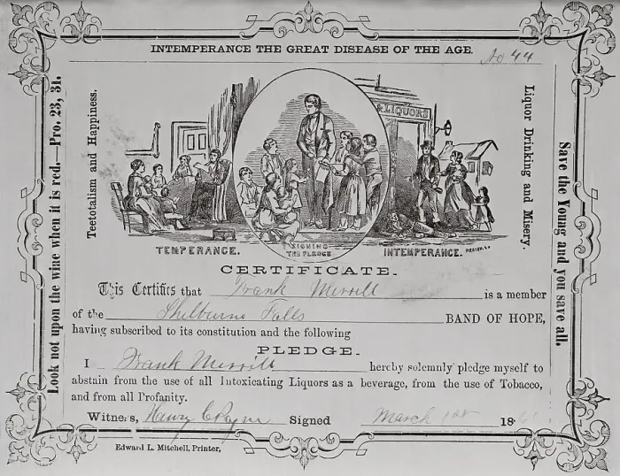 Framed Print : Temperance Society Certificate Framed Print : Temperance Society Certificate