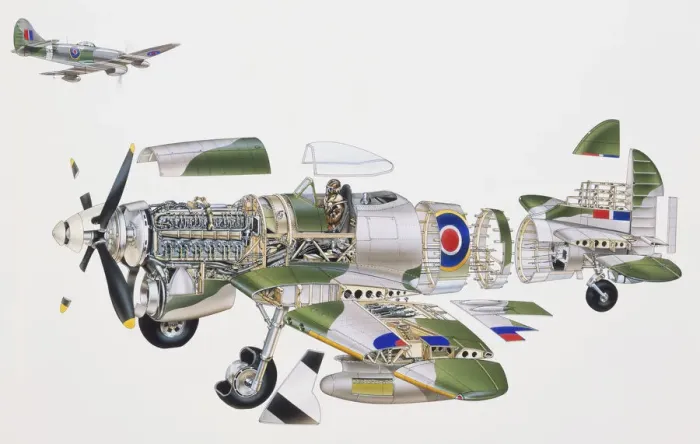 Framed Print : Tempest Mk II, Royal Air Force (RAF) fighter aircraft of World War II, expanded cross-section
