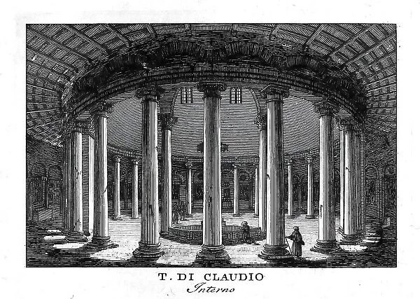 Tempio di Claudio, Temple of Claudius, Rome, Italy, digitally restored reproduction from Vedute principali e piu interessanti di Roma by Giovanni Battista, 1799