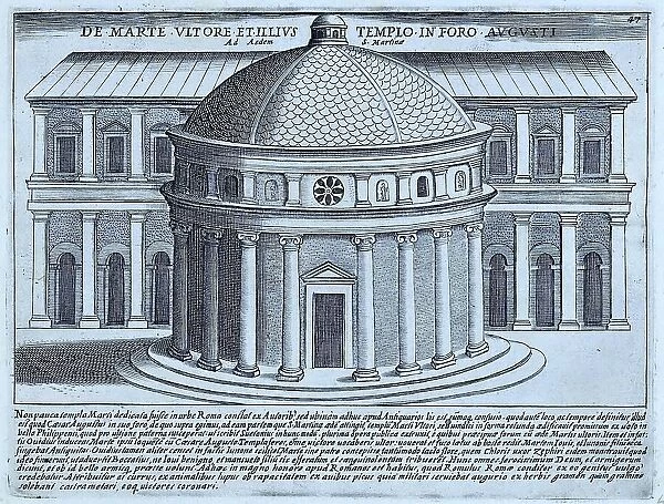 Tempio di Marte Ultore, While the title of this image indicates that it is the Temple of Mars Ultor in the Forum of Augustus, the ruins of this temple are well documented and bear little resemblance to the round temple depicted here, Historic Rome
