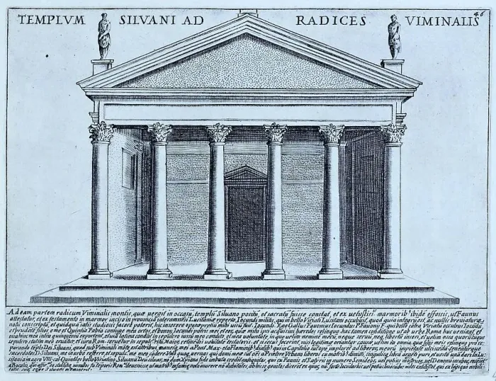 Framed Print : Tempio di Silvano, The Temple of Silvanus at the foot of the Viminal Hill. There were at least two temples dedicated to Silvanus, on the Aventine Hill and on the Viminal Hill Framed Print : Tempio di Silvano, The Temple of Silvanus at the foot of the Viminal Hill. There were at least two temples dedicated to Silvanus, on the Aventine Hill and on the Viminal Hill