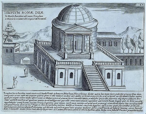 The Temple of Bona Dea was a temple dedicated to Bona Dea in Rome, located on the Aventine Hill, historical Rome, Italy, 1625, Rome, digital reproduction of an 18th century original, original date not known