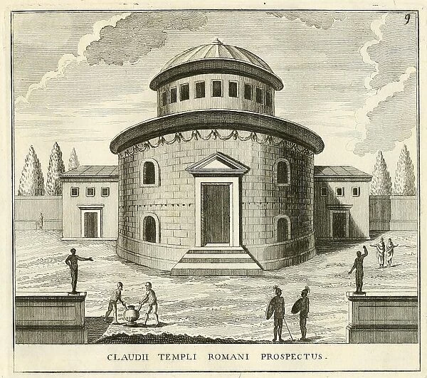 Temple of Claudius was a Roman temple on the hill of Caelius in ancient Rome, historical Rome, Italy, digital reproduction of a 17th century original, original date not known
