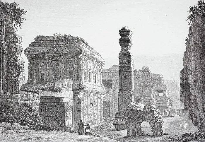 Framed Print : Temple of Ellora, Dumar Layna, India, Historic, digitally restored reproduction of a 19th century original Framed Print : Temple of Ellora, Dumar Layna, India, Historic, digitally restored reproduction of a 19th century original