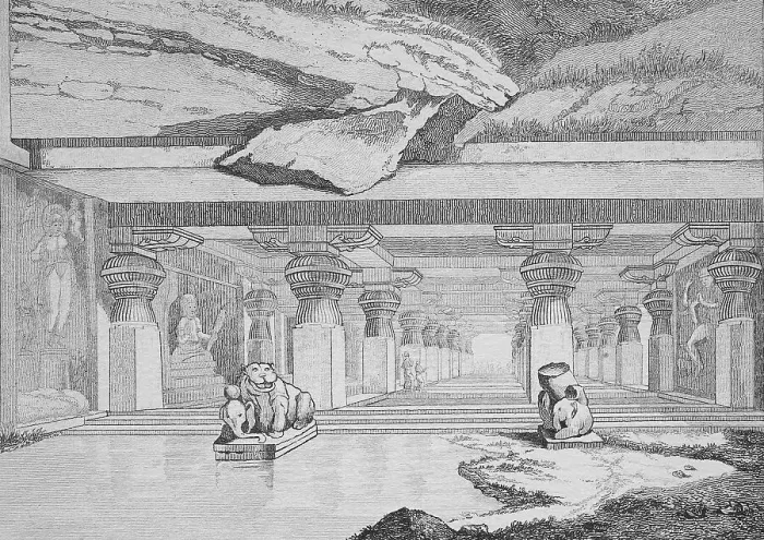 Framed Print : The Temple of Ellora, Dumar Layna, India, Historical, digitally restored reproduction of a 19th century original Framed Print : The Temple of Ellora, Dumar Layna, India, Historical, digitally restored reproduction of a 19th century original