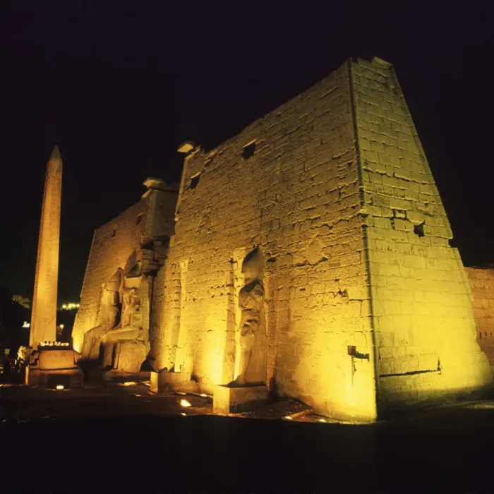 Framed Print : Temple of Luxor Illuminated at Night-Luxor, Egypt