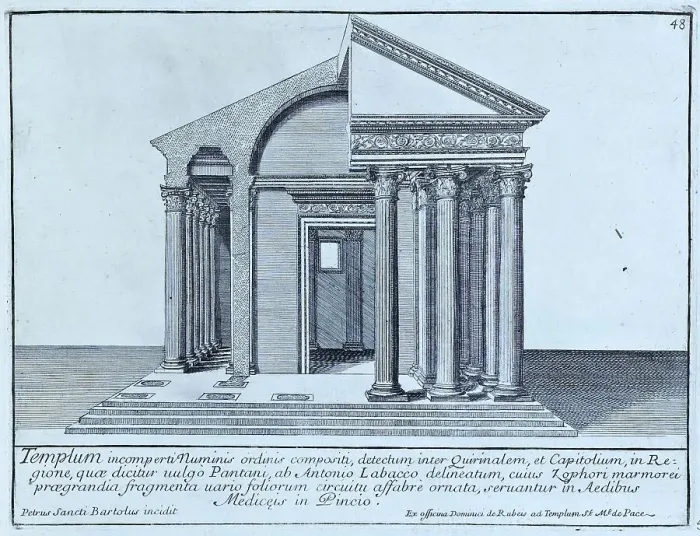 Framed Print : The Temple of Portunus is a Roman temple from the Republican period, located in Rome in what is now Piazza della Bocca della Verita, where the Foro Boario once stood, not far from the Temple of Hercules and the oldest port of Tiberium