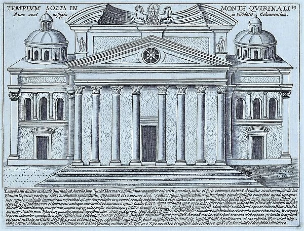 Temple of the Sun on the Quirinal Hill. The Temple of the Sun was built by Aurelian, historical Rome, Italy, 1625, Rome, digital reproduction of an 18th century original, original date unknown