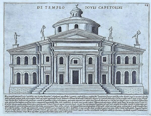 De Templo Iouis Capitolini, Depicting the Temple of Jupiter, it was originally inaugurated in 509 BC, 1767, Rome, Italy, digital reproduction of an 18th century original, original date unknown