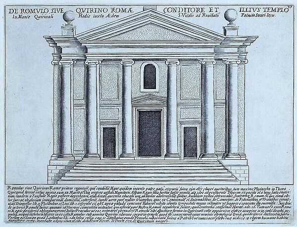 Templum Iunonis Lucinae Hodie S. Lavrentii In Lucina, The Temple of Juno Lucina. This temple was built in 375 BC in a small grove previously dedicated to the goddess, historical Rome, Italy, 1625, Rome