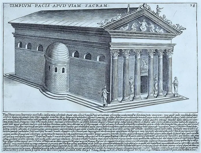 Framed Print : Templum Pacis Apud Viam Sacram, The Temple of Peace on the Via Sacra. The Via Sacra was the main street in the ancient city of Rome. It led from the top of the Capitoline Hill through the Forum and to the Colosseum, historical Rome, Italy, 1625 Framed Print : Templum Pacis Apud Viam Sacram, The Temple of Peace on the Via Sacra. The Via Sacra was the main street in the ancient city of Rome. It led from the top of the Capitoline Hill through the Forum and to the Colosseum, historical Rome, Italy, 1625