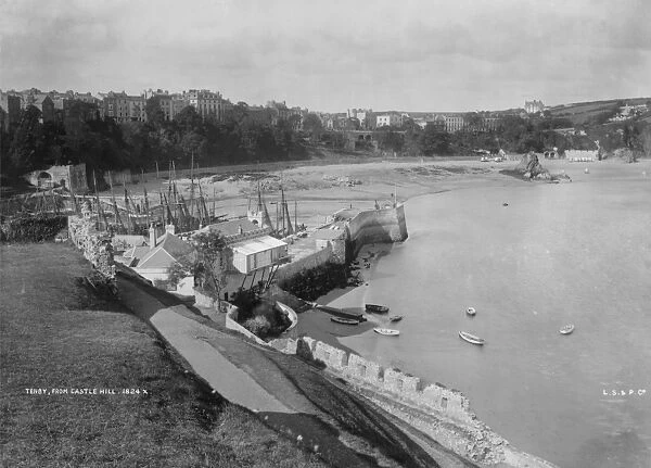 Tenby, Pembrokeshire, Wales from Castle Hill, circa 1910
