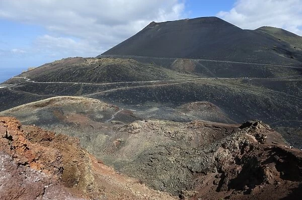 Teneguia volcano at front, San Antonio volcano at back, La Palma, Canary Islands, Spain, Europe, PublicGround
