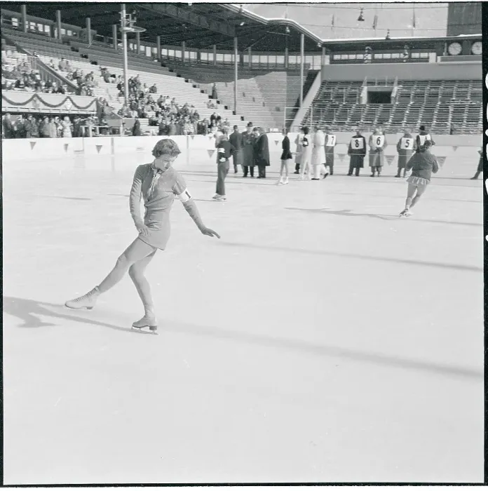 Framed Print : Tenley Albright Skating on the Ice