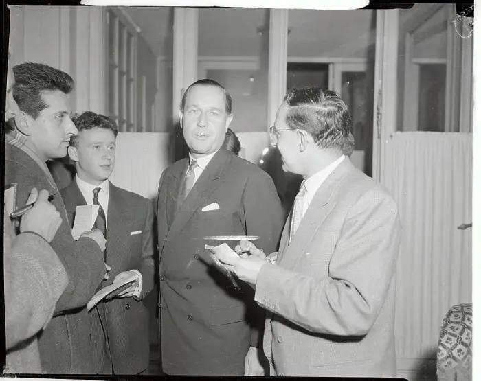 Framed Print : Tennis Favorite Gottfried Von Cramm Being Interviewed by Reporter Framed Print : Tennis Favorite Gottfried Von Cramm Being Interviewed by Reporter