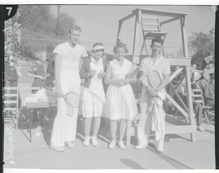Framed Print : Tennis Player Alice Marble Posing with Three of Her Peers Framed Print : Tennis Player Alice Marble Posing with Three of Her Peers