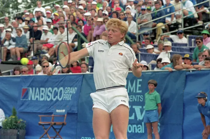 Framed Print : Tennis Player Boris Becker in Action Framed Print : Tennis Player Boris Becker in Action