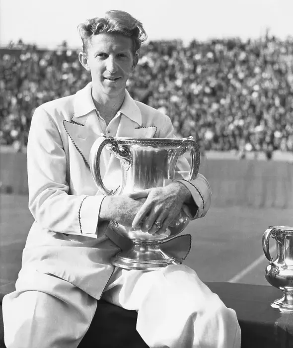 Framed Print : Tennis Player Don Budge Holding U.S. National Trophy Framed Print : Tennis Player Don Budge Holding U.S. National Trophy