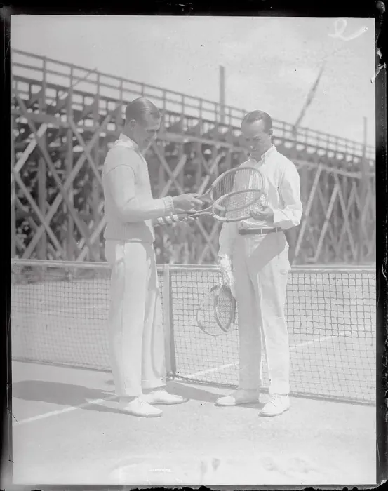 Framed Print : Tennis Players Checking Their Racquets