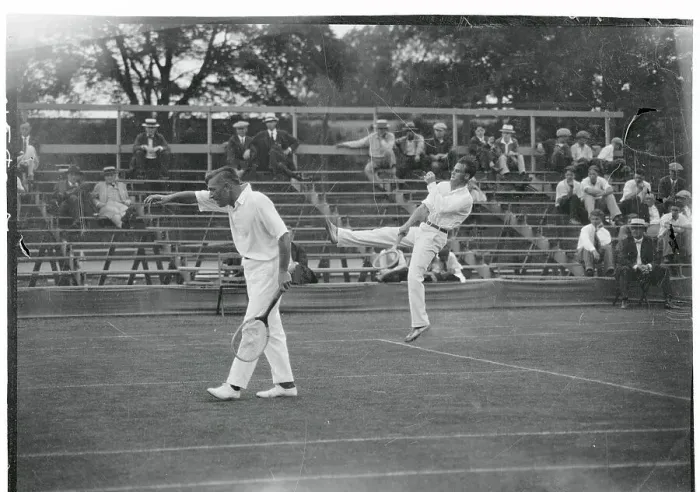 Framed Print : Tennis Players Competing in a Match Framed Print : Tennis Players Competing in a Match