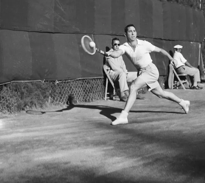 Framed Print : Tennis Pro Bobby Riggs in Action Framed Print : Tennis Pro Bobby Riggs in Action
