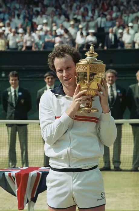 Framed Print : Tennis Professional John McEnroe with His Wimbledon Trophy Framed Print : Tennis Professional John McEnroe with His Wimbledon Trophy