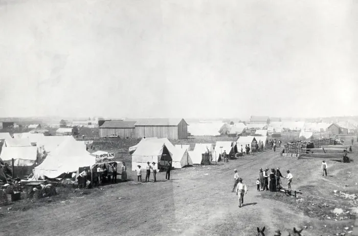 Framed Print : Tent City In Ok 1901 Pedestrians Walking Framed Print : Tent City In Ok 1901 Pedestrians Walking