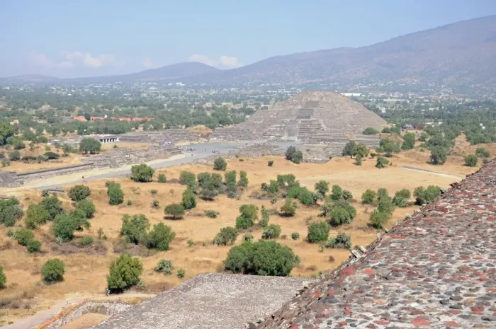 Framed Print : Teotihuacan step pyramid and ancient ruins