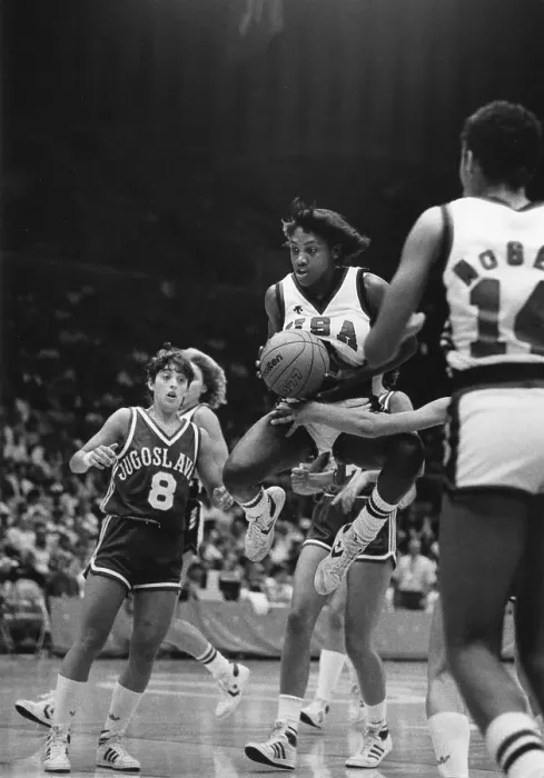 Framed Print : Teresa Edwards Of U.S. Basketball Team Leaps During Game Framed Print : Teresa Edwards Of U.S. Basketball Team Leaps During Game
