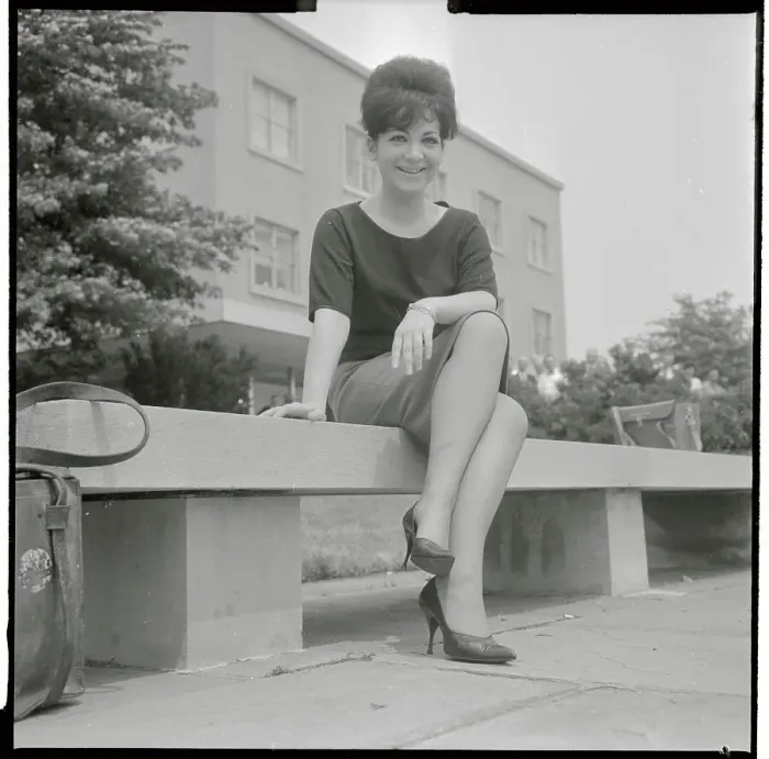 Framed Print : Teresa Stratas Sitting on Bench Outside Framed Print : Teresa Stratas Sitting on Bench Outside