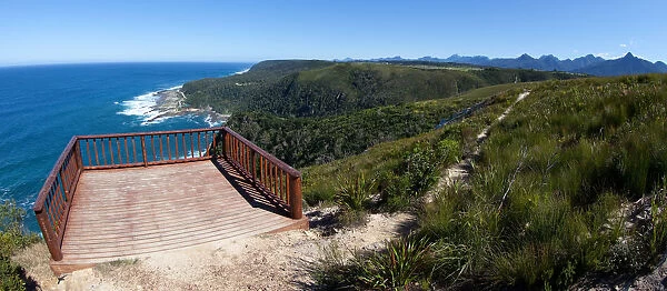 Terrace view on sea shore and jungle, Tsitsikamma National Park, Eastern Cape, South Africa