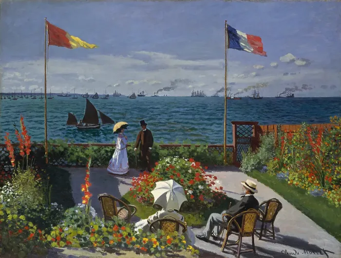 Framed Print : Terrasse à Sainte-Adresse, 1866-1867. Artist: Monet, Claude (1840-1926)