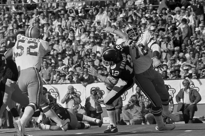 Framed Print : Terry Bradshaw Gets A Jarring Jolt Framed Print : Terry Bradshaw Gets A Jarring Jolt