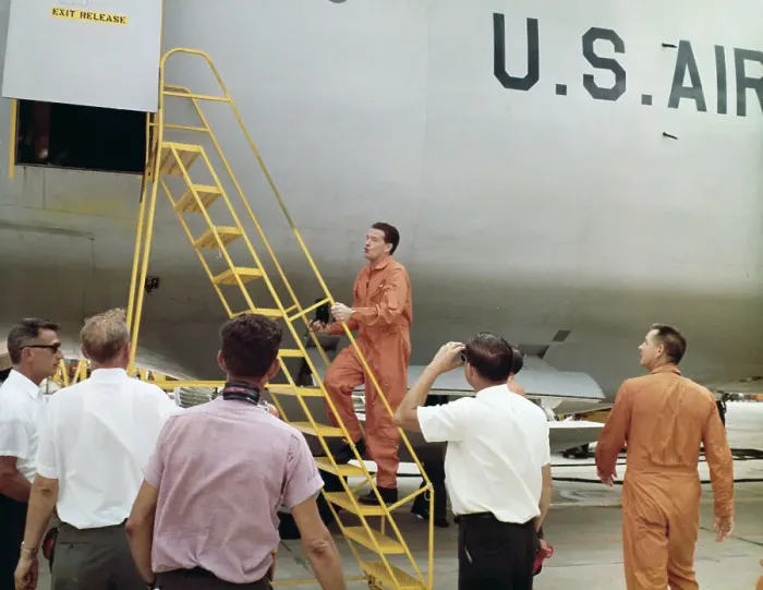 Framed Print : Test Pilot Leo Sullivan Entering C-5 Galaxy Framed Print : Test Pilot Leo Sullivan Entering C-5 Galaxy