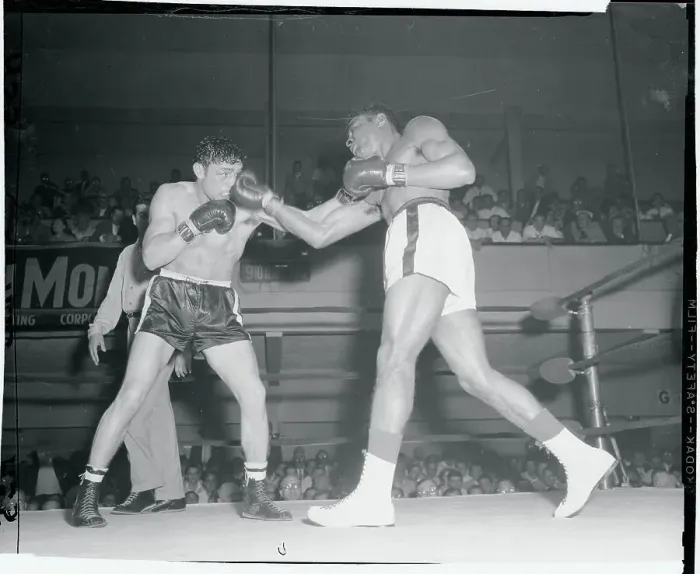 Framed Print : Tex Gonzales Boxing Against Hardy Smallwood Framed Print : Tex Gonzales Boxing Against Hardy Smallwood