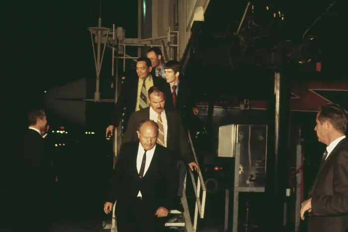 Framed Print : Tex Watson arrives at LAX