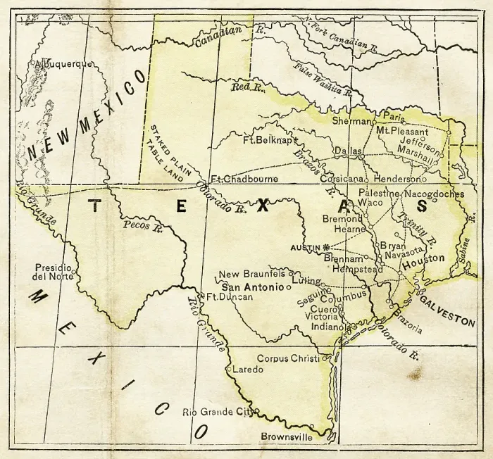 Framed Print : Texas map 1876 Framed Print : Texas map 1876