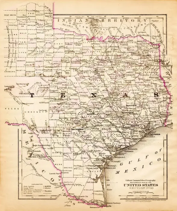 Framed Print : Texas map 1881