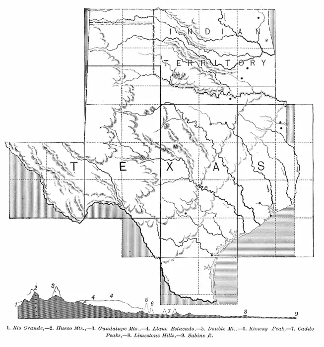 Framed Print : Texas state map 1886 Framed Print : Texas state map 1886
