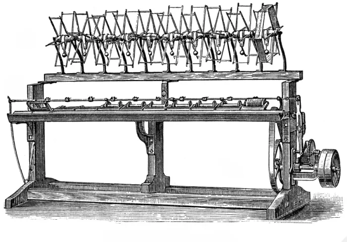 Framed Print : Textile industry retro machinery